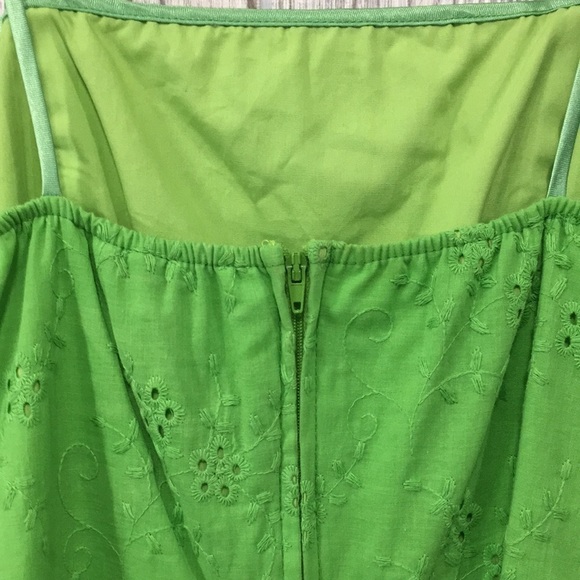 Steppin Out Lime Green Eyelet Sleeveless Summer Dress Size 7/8 - Picture 8 of 9
